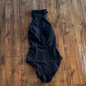 Atheta Black Zip-Up Swimsuit